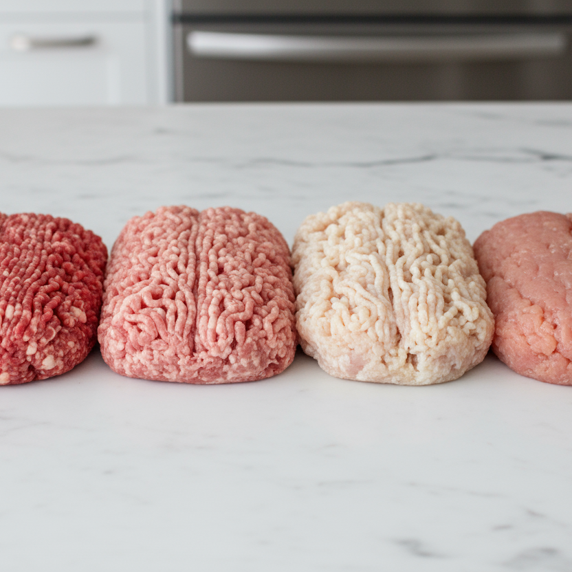 variety of ground meat