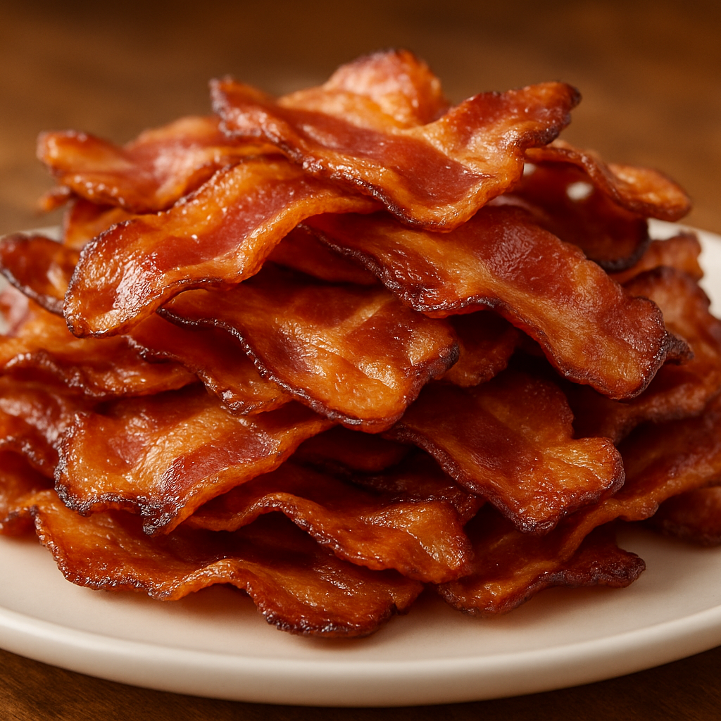 pile of sliced cooked bacon
