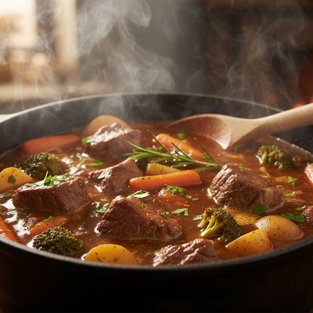 stew simmering in pot