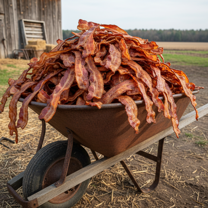 wheelbarrow ful of bacon
